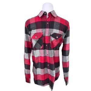 Kenneth Cole Slim Fit Stretch‎ Red Flannel Button Up Shirt SMALL Country NWOT